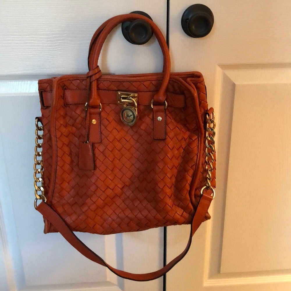 Orange leather Michael Kors lock and key Purse
